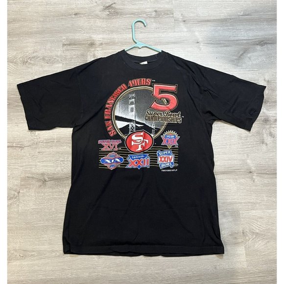 Vintage 80s 90s San Francisco 49ers T‎ Shirt 5 Super Bowl Championship Tee XL